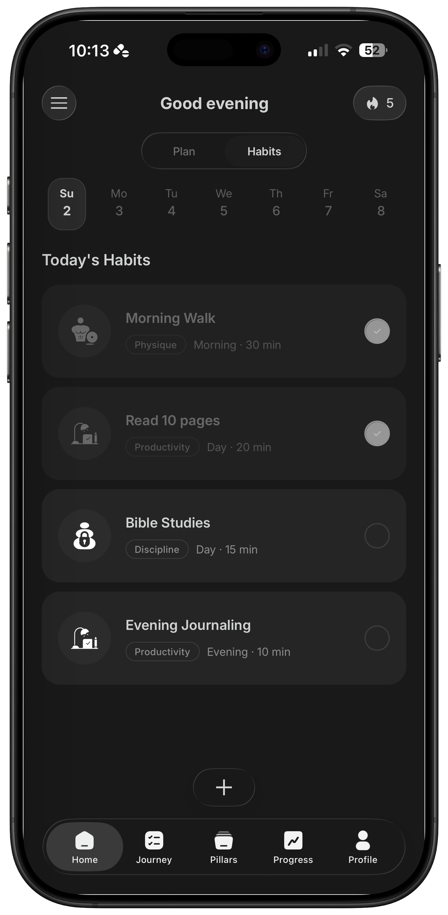 Praxis habits screen