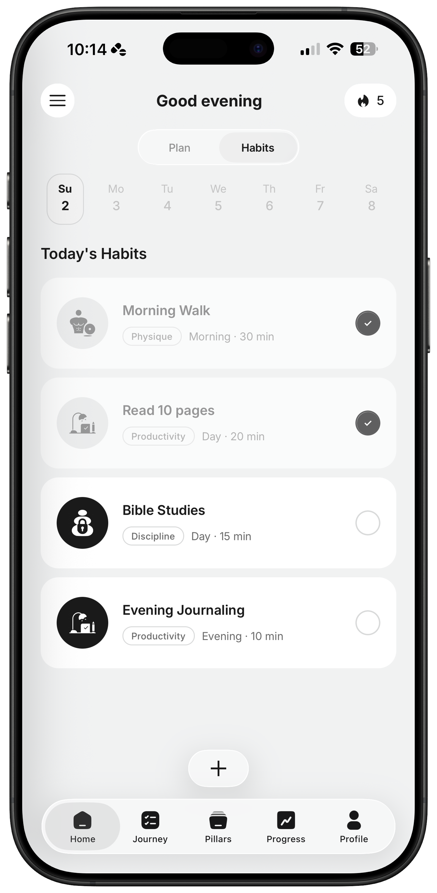Praxis habits screen